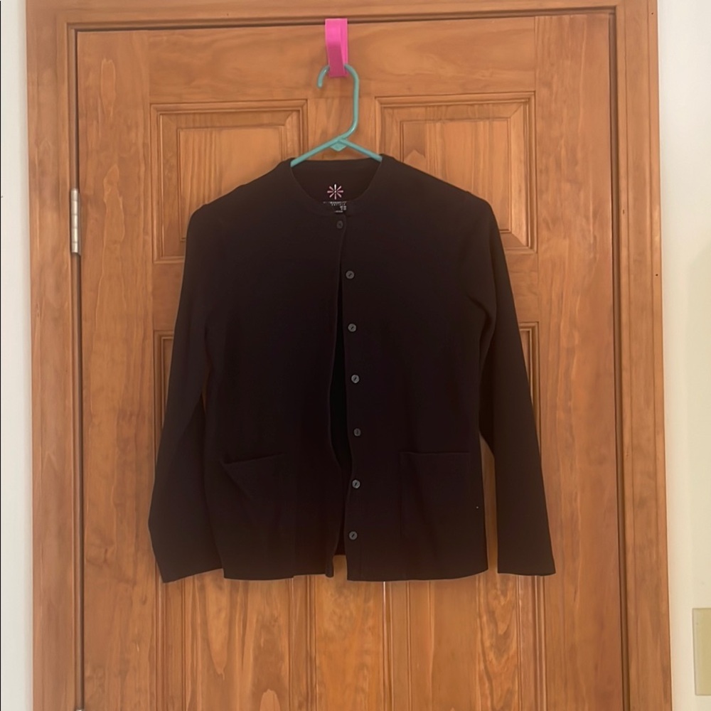 New Isaac Mizrahi Black Cardigan with Button Detail